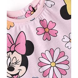 Babyhug Disney Single Jersey Knit Full Sleeves Co-ords Night Suit with Minnie Mouse Graphics - Pink
