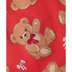 Babyhug Cotton Knit Half Sleeves Co-ords Shorts Night Suit with Bear Print - Red