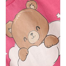 Babyhug Cotton Knit Half Sleeves Shorts Night Suit with Bear & Star Print - Pink