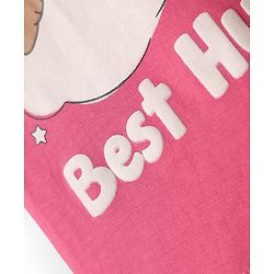 Babyhug Cotton Knit Half Sleeves Shorts Night Suit with Bear & Star Print - Pink