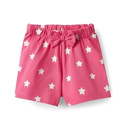 Babyhug Cotton Knit Half Sleeves Shorts Night Suit with Bear & Star Print - Pink