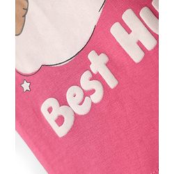 Babyhug Cotton Knit Half Sleeves Shorts Night Suit with Bear & Star Print - Pink
