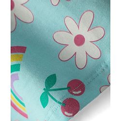 Babyhug Cotton Knit Half Sleeves Co-ords Shorts Night Suit with Tropical Theme Print & Bow Applique - Light Blue
