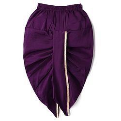 Babyhug Woven Full Sleeves Kurta & Dhoti Set with Floral Embroidery - Purple