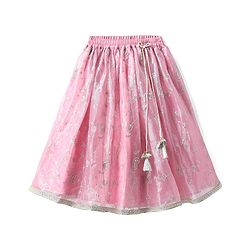Babyhug Woven Three Fourth Sleeves Choli with Lehenga and Dupatta Set With Floral Sequin & Embroidery with Lace Detailing - Wine & Pink