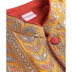 Babyhug Woven Full Sleeves Kurta Pyjama Set with  Embroidered Waistcoat - Red
