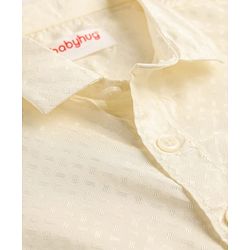 Babyhug Woven Half Sleeves Solid Shirt & Mundu Set - Offwhite