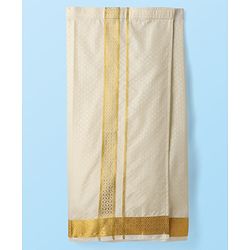 Babyhug Woven Half Sleeves Solid Shirt & Mundu Set - Offwhite