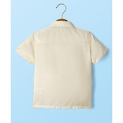 Babyhug Woven Half Sleeves Solid Shirt & Mundu Set - Offwhite