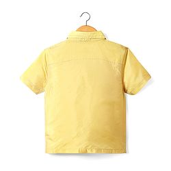 Babyhug Woven Half Sleeves Jacquard Shirt & Mundu Set - Golden