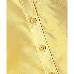 Babyhug Woven Half Sleeves Jacquard Shirt & Mundu Set - Golden