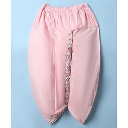 Babyhug Woven Full Sleeves Kurta Dhoti Set with Floral Embroidered Waistcoat - Pink