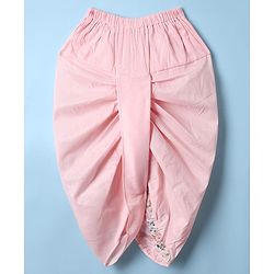 Babyhug Woven Full Sleeves Kurta Dhoti Set with Floral Embroidered Waistcoat - Pink