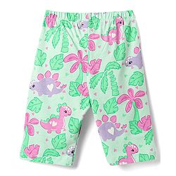 Babyhug Cotton Knit Half Sleeves Co-ords Capri Night Suit with Dino Print - Light Green