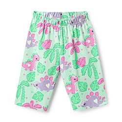 Babyhug Cotton Knit Half Sleeves Co-ords Capri Night Suit with Dino Print - Light Green