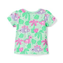 Babyhug Cotton Knit Half Sleeves Co-ords Capri Night Suit with Dino Print - Light Green