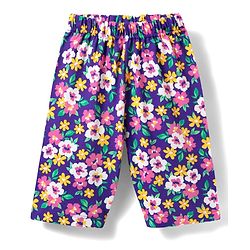 Babyhug Cotton Knit Half Sleeves Capri Co-Ord Night Suit With Floral Print - Purple