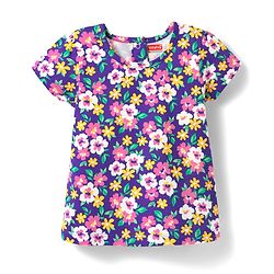 Babyhug Cotton Knit Half Sleeves Capri Co-Ord Night Suit With Floral Print - Purple