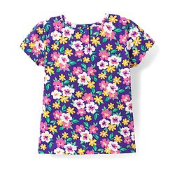 Babyhug Cotton Knit Half Sleeves Capri Co-Ord Night Suit With Floral Print - Purple