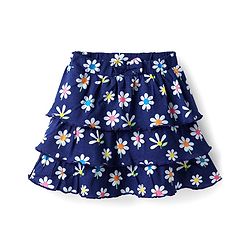Babyhug  Single Jersey Knit Half Sleeves Top and Skirt Set with Sequin Floral Embroidery - Yellow & Navy Blue