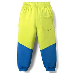 Babyhug Cotton Terry Knit Full Length Lounge Pants with Color Block & Cut & Sew Design - Yellow & Blue