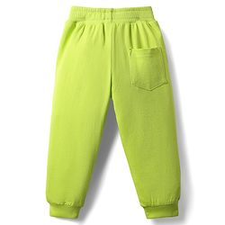 Babyhug Cotton Terry Knit Full Length Lounge Pants with Adventure Print & Cut & Sew Design - Limegreen
