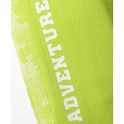Babyhug Cotton Terry Knit Full Length Lounge Pants with Adventure Print & Cut & Sew Design - Limegreen