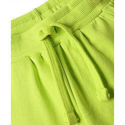 Babyhug Cotton Terry Knit Full Length Lounge Pants with Adventure Print & Cut & Sew Design - Limegreen