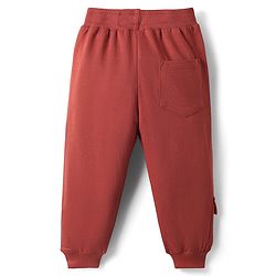 Babyhug Cotton Terry Knit Full Length Lounge Pants with Badge & NYC Print - Maroon
