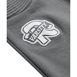 Babyhug Cotton Terry Knit Full Length Lounge Pant with Varsity Print - Grey