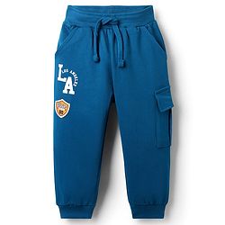 Babyhug Cotton Terry Knit Full Length Lounge Pant with LA Print - Blue