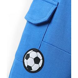 Babyhug Cotton Terry Knit Full Length Lounge Pants with Football Badge - Blue