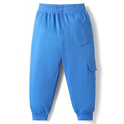 Babyhug Cotton Terry Knit Full Length Lounge Pants with Football Badge - Blue