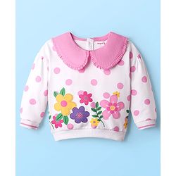 Babyhug Full Sleeves Peter Pan Collar Sweatshirt with Floral Print - Multicolor