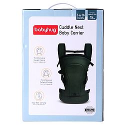 Babyhug CuddleNest 3 in 1 Ergonomic Baby Carrier - Green| Ideal for Carrying 3.6-15 kg Babies Age 5-36 mons| Paded Legopening| Optimal Weight Distribution| Adjustable Safety Buckle| Breathable Fabric