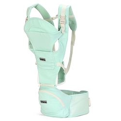 Babyhug Snuggle Bloom 8 in 1 Baby Carrier with Hip Seat - Sea Green| Ideal for Carrying 3.6-15 kg Babies Aged 5-36 months| Optimal Weight Distribution| Adjustable Safety Buckle| Breathable Fabric