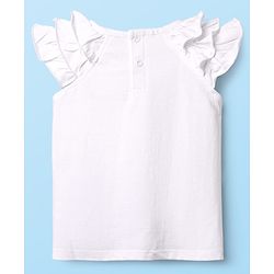 Babyhug 100% Cotton Knit Frill Sleeves T-Shirt with Fruits Print - White