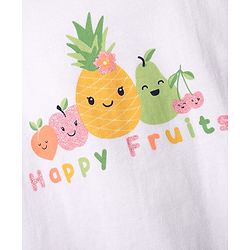 Babyhug 100% Cotton Knit Frill Sleeves T-Shirt with Fruits Print - White