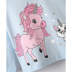 Babyhug 100% Cotton Knit Full Sleeves T-Shirt with Unicorn Print - Light Blue