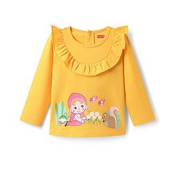 Babyhug 100% Cotton Knit Full Sleeves T-Shirt with Animal & Bird Print - Yellow