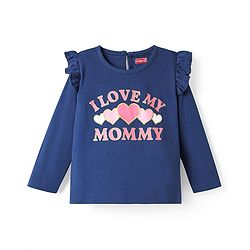 Babyhug 100% Cotton Knit Full Sleeves T-Shirt with Text Print - Navy Blue