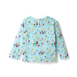 Babyhug 100% Cotton Knit Full Sleeves T-Shirt With Floral Print - Light Blue