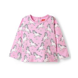 Babyhug 100% Cotton Knit Full Sleeves T-Shirt with Unicorn Print - Pink