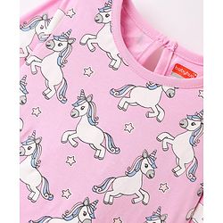 Babyhug 100% Cotton Knit Full Sleeves T-Shirt with Unicorn Print - Pink