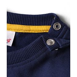 Babyhug Cotton Knit Full Sleeves Sweatshirt with Animal Print - Navy Blue