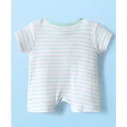 Babyhug Disney Interlock Knit Half Sleeves Romper With Mickey Mouse Graphics - Light Green