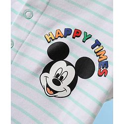 Babyhug Disney Interlock Knit Half Sleeves Romper With Mickey Mouse Graphics - Light Green