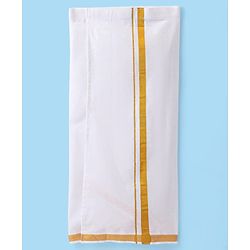 Babyhug Woven Half Sleeves Solid Shirt & Mundu Set - Beige