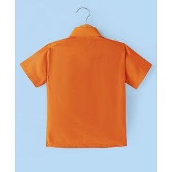 Babyhug Woven Half Sleeves Solid Shirt & Mundu Set - Orange