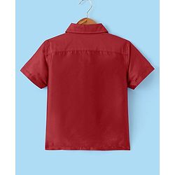 Babyhug Woven Half Sleeves Solid Shirt & Mundu Set - Maroon